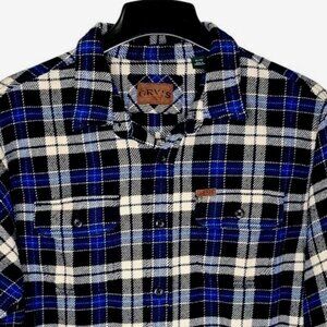 Orvis Men's Shirt Jacket Size XL Blue Plaid Button-Down 100% Cotton